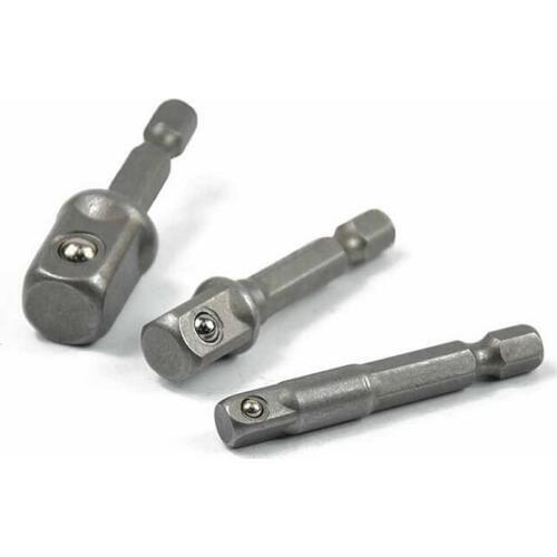 3pcs/set 1/4 3/8 1/2 Hex Shank Drive Power Drill Bit Wrench Sleeve Extension Bar Socket Driver Adapter