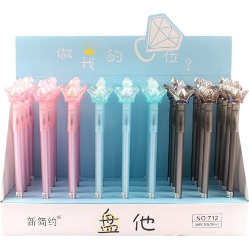 36PCS Korea Cute Creative Stationery Color Pen Crown Modeling Gel Pen Office Accessories