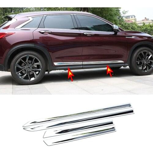 4pcs For Infiniti QX50 2018-2021 ABS Chrome Side Door Body Bottom Molding Cover Trim Car Styling Accessories
