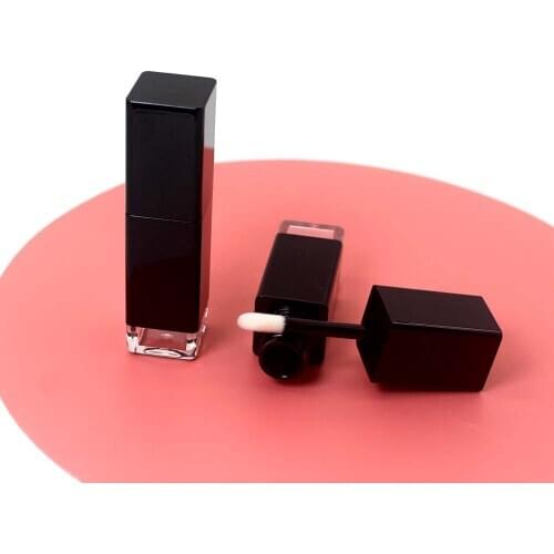 50pcs 8ml Black Square Transparent Bottom Empty Lipgloss Tube Cosmetic Plastic Lip Gloss Packaging Container