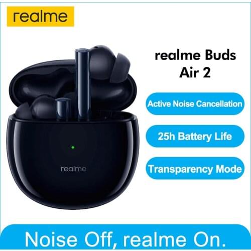 Realme buds air 2 ANC Wireless Waterproof Earphone 25hrs Total Playback 88ms Super Low Latency 10mm Hi-Fi Bass Boost REAL STOCK
