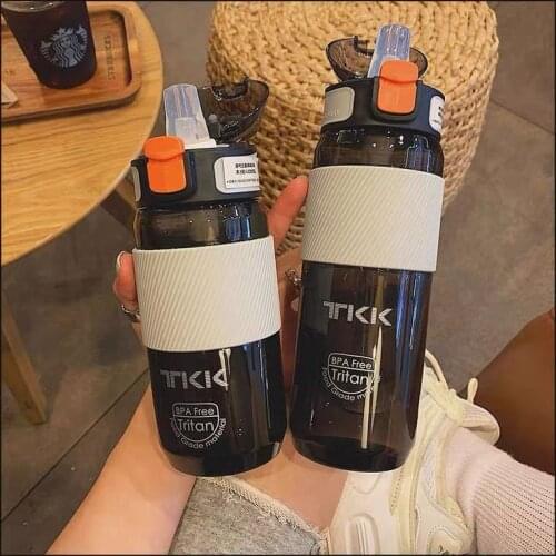 Sports bottle with straw or spout, reusable 18/20/24/26oz water bottle, leak-proof lock cover, running, cycling, fitness outdoor