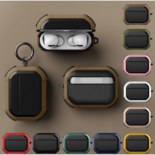 Case for Airpods 3 2 1 Cover TPU PC Full-Body Rugged Protective Cover for Apple Airpods Pro Wireless Earphone with Keychain