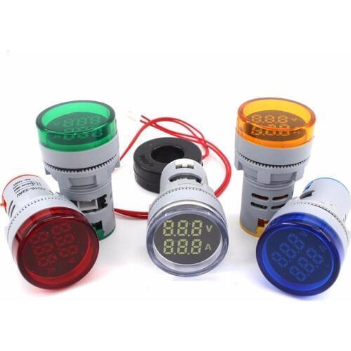 22MM LED Ac Digital Dual Display Voltmeter Ammeter Ampere Voltage Current Meter Indicator Signal Warning Lights 60-500V 0-100A