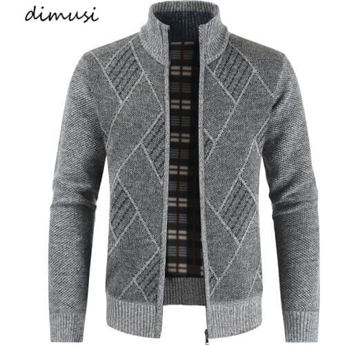 DIMUSI Mens Sweaters Winter Men Thick Warm Knitted Sweater Jackets Cardigan Coats Male Slim Fit Knitted Zipper Jackets Clothing