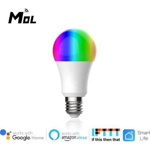 E27 Wifi Smart LED Light Bulb 9W Dimmable RGB Lamp Tuya App Smart Remote Control Compatible with Google Home Alexa Voice Control