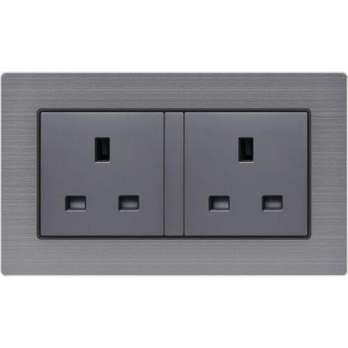 KAMANNI With Dual Home USB With Outlet Plug Charger Wall Mounted Double UK Standard Stainles Steel Panel Electronic Power Socket