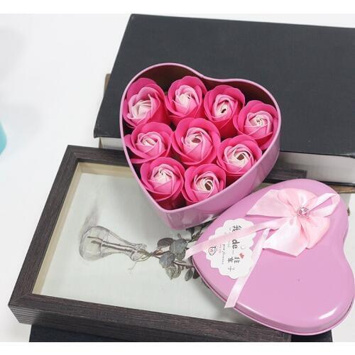 Artificial Rose Soap Flower heart box within simulation PE flower for Christmas Valentines Day wedding birthday creative gift