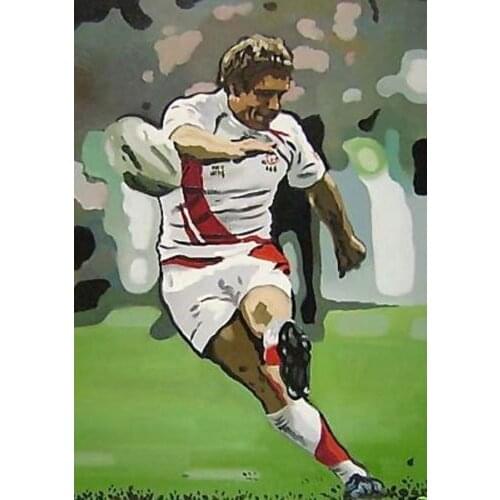 100%Handmade England Rugby Wilkinson 30x20 Oil Painting,NOT a print poster