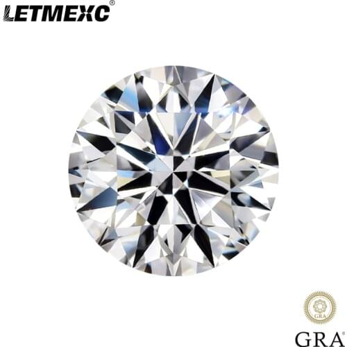 Letmexc Lab Diamond White Moissanite Gemstone D Color VVS1 Excellent Brilliant Round Cut Pass Diamond Tester with GRA Report