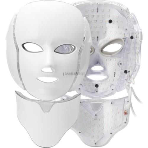 7 Colors Light LED Facial Mask With Neck Skin Rejuvenation Face Care Treatment Beauty Anti Acne Therapy Whitening