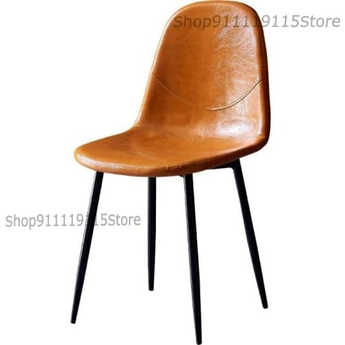 Nordic Dining Chair Modern Simple Family Armchair Desk Stool Coffee Shop Chair Leisure European Style Leather Restaurant Chair
