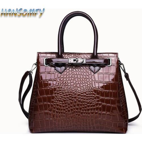 HANSOMFY 2019 New ladies bag crocodile handbag luxury designer design bag fashion simple shoulder messenger bag black red LD-75