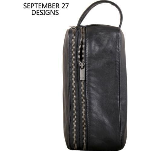 Clutch Bag Men Genuine Leather Large Capacity Money Bag Luxury Male Double Zipper Travel Wallets Phone Purses Organizer Wallet