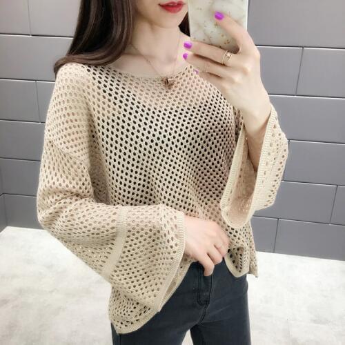 Autumn and Winter new Sweater Women Casual Hollow Out Knitted Sweater Fashion Long sleeve Thin Pullovers women
