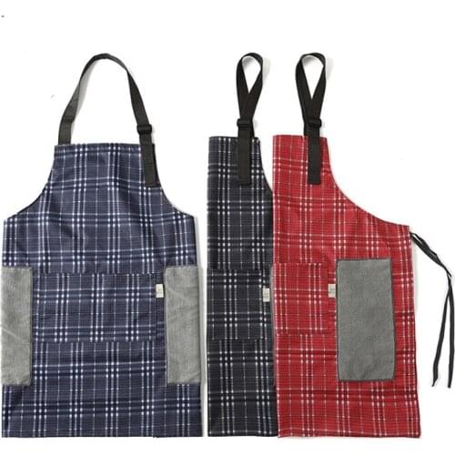 Couples can wipe their hands apron home kitchen waterproof and oil-proof cooking without staining