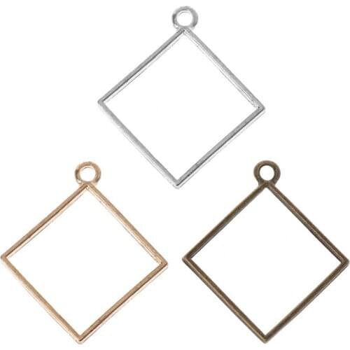 10Pcs Square Pendant Resin Frame Open Back Bezel Setting UV Resin Jewelry DIY
