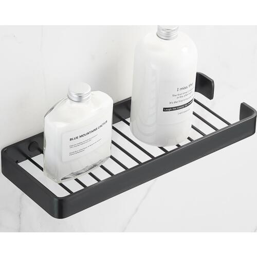 Bathroom Shelf Black Aluminum Shampoo Shelf Kitchen Shelf Bathroom Mirror Front Rack Wall Mount Shelves Bathroom Accessories