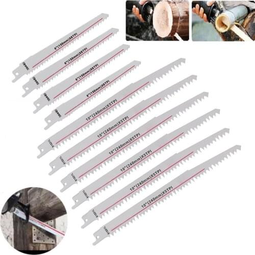 10Pcs S1531L S644D 240/150mm Reciprocating Saw Blade Wood Metal PVC Tube Chipboard Cutting Sab Saw Blade Woodworking Tool Part