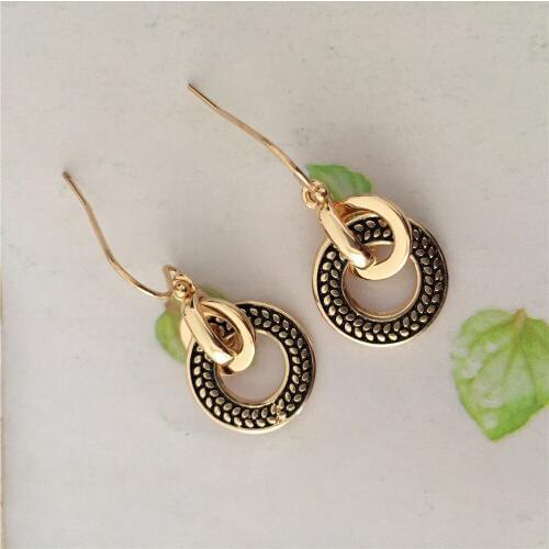 Casual Antique Bohemia Fashion Jewelry Circle linked Elegant Drop Earrings For Women Girl Dinner Party Jewelry Dainty
