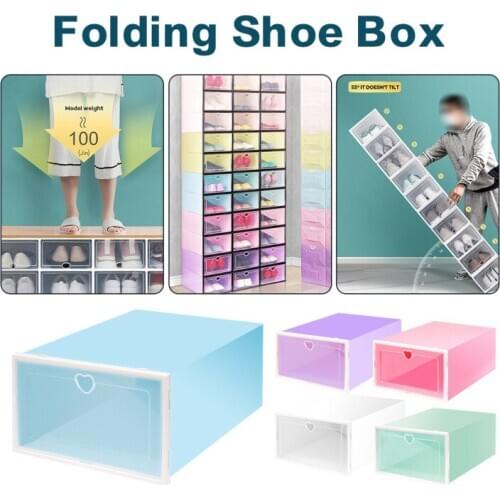 Transparent Shoe Box Storage Shoe Boxes Thickened Dustproof Shoes Organizer Box Can Be Superimposed Combination Shoe Cabinet