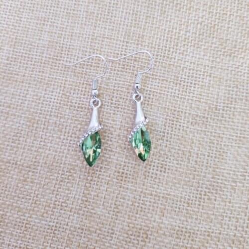 QiLeSen Fine jewelry 925 sterling silver suitable for ladies wedding earrings, Single-minded silver fruit green color earrings