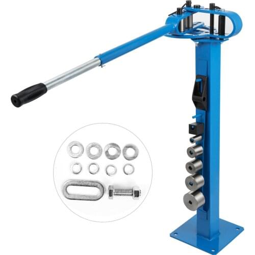 VEVOR Manual Floor-Mounted Pipe Tube Bender 7 Dies 1-3" Compact Metal Bending Tool W/ 44'' Telescopic Rubber Handle for Steel
