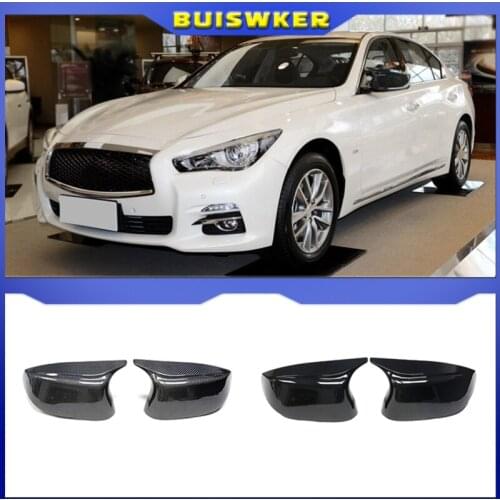 Styling 2pcs Replacement Horn Rearview Mirror cover caps for Infiniti Q50 Q60 Q70 SQ50 XQ30 2014-2020 Bright Black