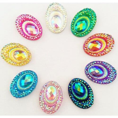 100pcs AB Resin 13*18mm Bling Peacock eye Flatback Rhinestone Scrapbook Wedding Appliques Ornaments DIY Dress SD62*5