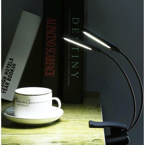 Clip On Bed Reading Lamp Book Light LED Lamp Double Music Stand Light Table Lamps USB Rechargeable For Bookworms Piano Player