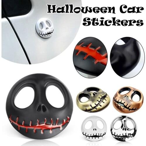 Halloween Decoration Car Stickers 3D Skull Car Decals Metal Badge Self-Adhesive Car Styling Horror Sticker for Car Motorcycle