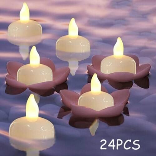 24Pcs Waterproof LED Flameless Tea Light Candle Tealight Float Electric Candle Wedding Valentine Decoration