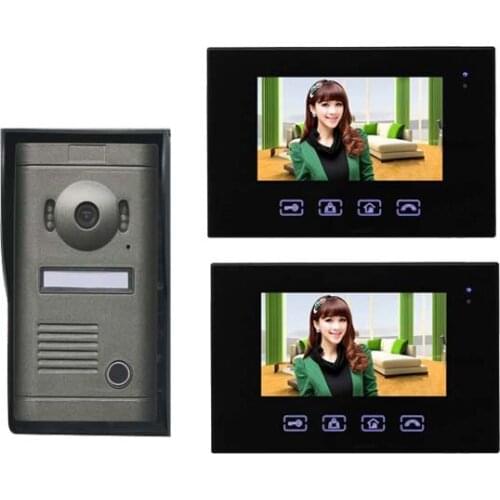 XinSiLu New Arrival Touch key 7inch wired video door phone, HD waterproof camera, night vision 1 camer+2 monitor
