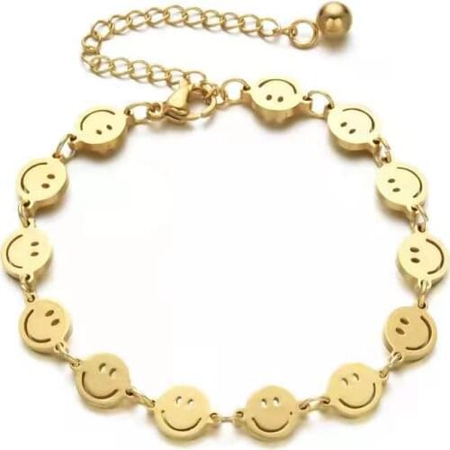 Heart Bracelets For Women Smile Bracelets On Hand Stainless Steel Jewelry Woman Accesories Chain Fashion Jewellery Free Shipping