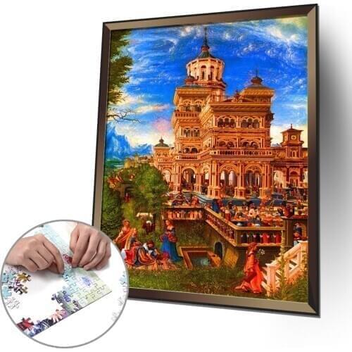 Landmark Building Stress Relief Toys 1000 Pieces Adults Kids Paper Jigsaw Puzzles for Bedroom Decoration Stickers