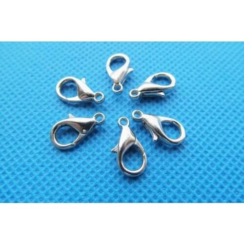 300pcs 8mmx14mm Good Quality Antique Bronze/Silver tone Metal Lobster Clasps Hooks Connector Charm Finding,DIY Accessory Jewelry