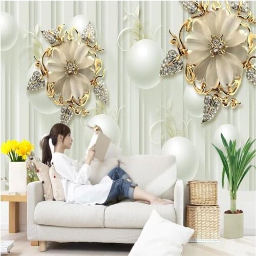 Beibehang Custom Photo Wall paper Mural 3d Luxury Swan Flower Jewelry TV Background Wall papel de parede 3d wallpaper