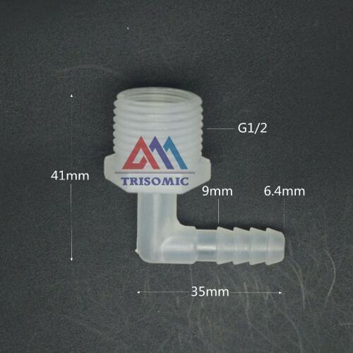 6.4mm*G1/2 Elbow screw thread type Connector Tube Joiner Material PP Plastic Fitting Tank Airline acid and alkali resistant