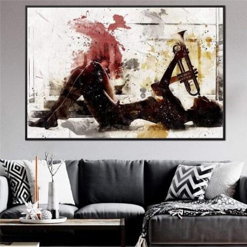 Abstract Music and Woman Canvas Print Vintage Woman Wall Posters Modern Art Canvas Pictures for Bedroom Living Room Home Decor