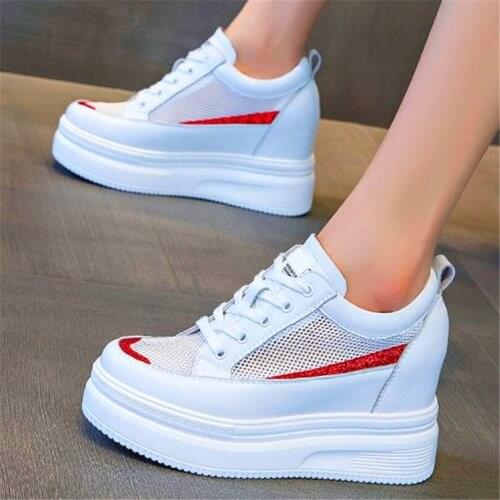 Fashion Sneaker Sandals Womens Cow Leather Ankle Boots Summer Platform Wedge High Heels Round Toe Oxfords Casual Shoes