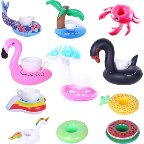 Inflatable Cup Holder Unicorn Flamingo Drink Holder Swimming Pool Float Bathing Pool Swim Toy Party Decoration Bar Coasters Ring