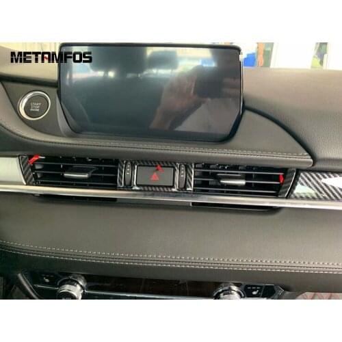 For Mazda 6 M6 Atenza 2019 2020 2021 Carbon Fiber Front Center Control Air Condition Vent Outlet Cover Trim Interior Accessories