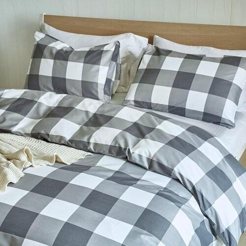 Home Bedding Duvet Cover Sets Lovely And Grid Design Size Suit Double Pillow + Cover Quilt Printed Soft Case Single C3M1