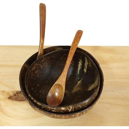 Natural Coconut Bowl protection wooden bowl Coconut Wood tableware Spoon Set coco smoothie Coconut Kitchen Environmental