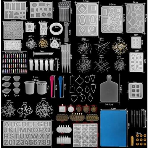 1 Set Jewelry Epoxy Resin Molds Set Silicone Mold UV Casting Tools Resin Jewelry Casting Molds for DIY Crafts Jewelry Making