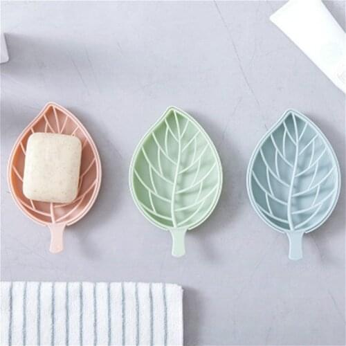 1PC Double Plain Leaf Shape Drain Soap Box Soap Storage Container Portable Leaf Modeling Soap Dishes Holder Bathroom Supplies
