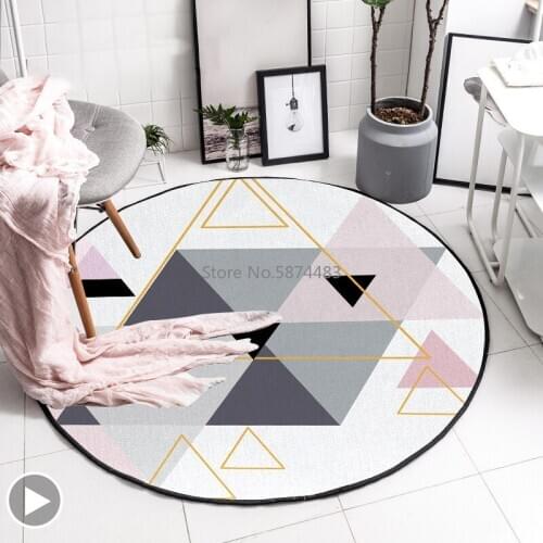 Geometric Floral Round Carpet Modern Living Room Area Rug Bedroom Non Slip Chair Cushion Basket Mat Nordic Home Decorate Doormat