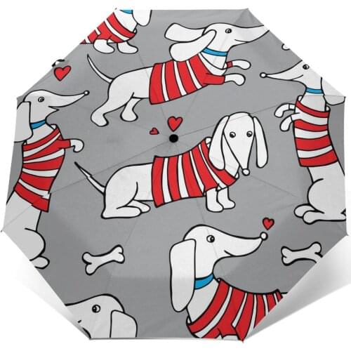 Sunny Umbrella Dog Dachshund In Cardigan Automatic folding portable men women umbrella Sunscreen rain Windproof beach parasol