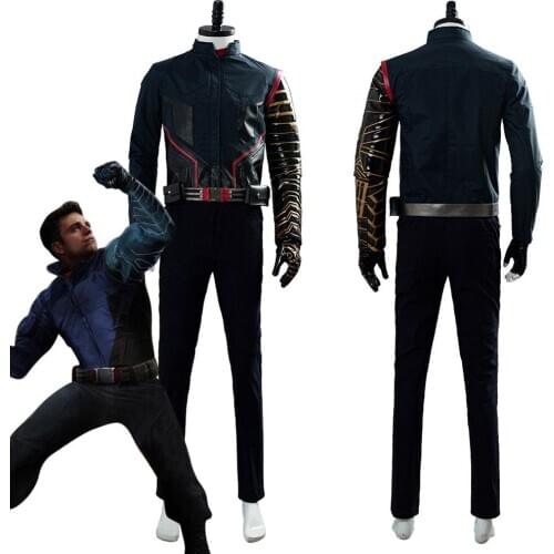 Movie The Falcon and the Winter Bucky Barnes Cosplay Costume Battle Uniform Outfit Halloween Carnival Costumes