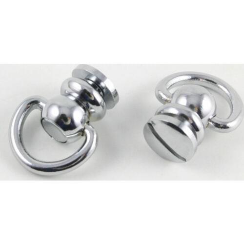 10 Pieces 17mm Leather Craft Belt Solid Brass D Ring Swivel Head Rivet Back / Silver Color